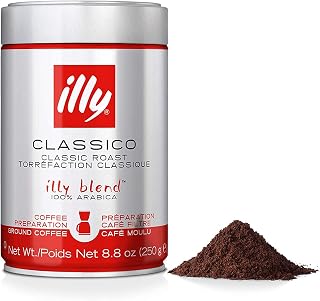 illy Classico Ground Drip Coffee, Medium Roast, Classic Roast with Notes Of Chocolate & Caramel, 100% Arabica Coffee, No Preservatives, 8.8 Ounce (Pack of 1)