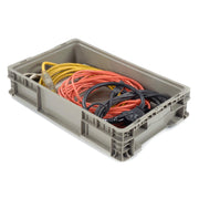 Global Industrial Stackable Solid Straight Wall Container by Monoflo International – 150.0 pounds, Polyethylene (PE), Gray, Model 652744