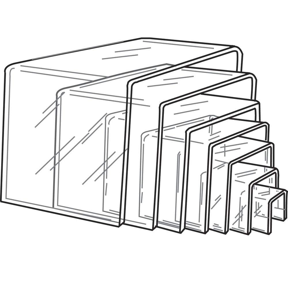 Clear Acrylic Risers Set of by AARCO DISPLAY PRODUCTS – Acrylic, Clear, Pack of 7, Model 1046