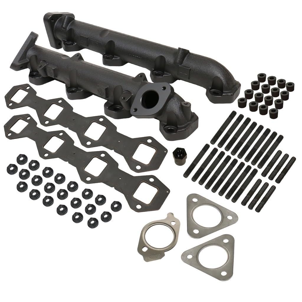 Diesel Exhaust Manifold Kit Incl. Manifold/Cross Over Tube/EGR Port High Temp Black Coated Exhaust Manifold Kit by BD – Stock, black, Model 1043007