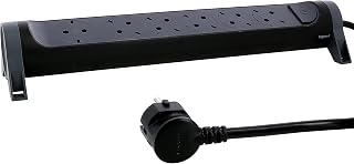 Legrand 694534 694534 Rotatable Power Strip 6-Way Socket Multiple Socket Wall or Table Mount LED On/Off Switch 1.5 m Cable Black/Dark Grey