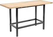 Global Industrial Standing Height Workbench, Birch Butcher Block Square Edge, 72" W x 30" D, Black