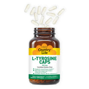 L-Tyrosine 500mg with Vitamin B6 Supplement - Certified Gluten-Free by Country Life – 100 Count (Pack of 1), Model 01456