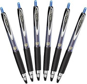 Uni-Ball Signo 207 Retractable Gel Pen, 0.5mm Micro Point, Blue, Pack of 6