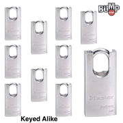 Ten (10) High Security Pro Series Padlocks w/ 20 Keys by Master Lock – 10 Pack, Chrome, Model 7045NKA-10