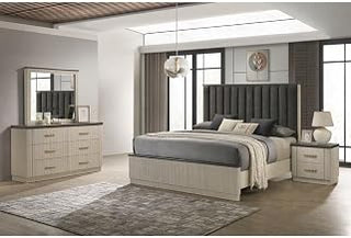 Casey Cream/Charcoal 4-Piece Bedroom Set, Queen