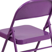 Hercules Triple Braced Metal Folding Chair-Impulsive Purple by Flash Furniture – Set of 1, Alloy Steel, Impulsive Purple, Model HF3-PUR-GG