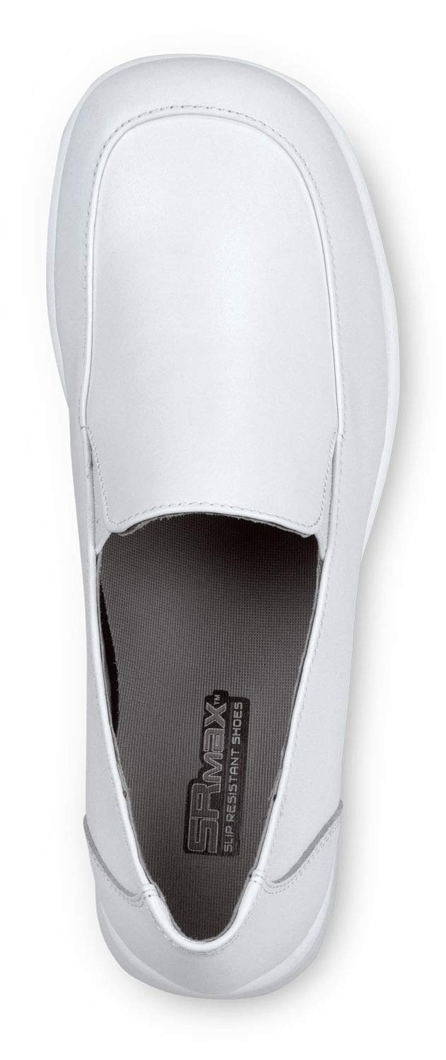 Womens White MaxTrax Soft Toe Slip-On Dress Shoe 10.0 M by SR Max – 10, Rubber, White, Model Venice