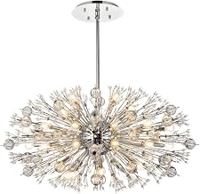 Elegant Lighting Vera 42" Crystal Starburst Oval Pendant in Chrome