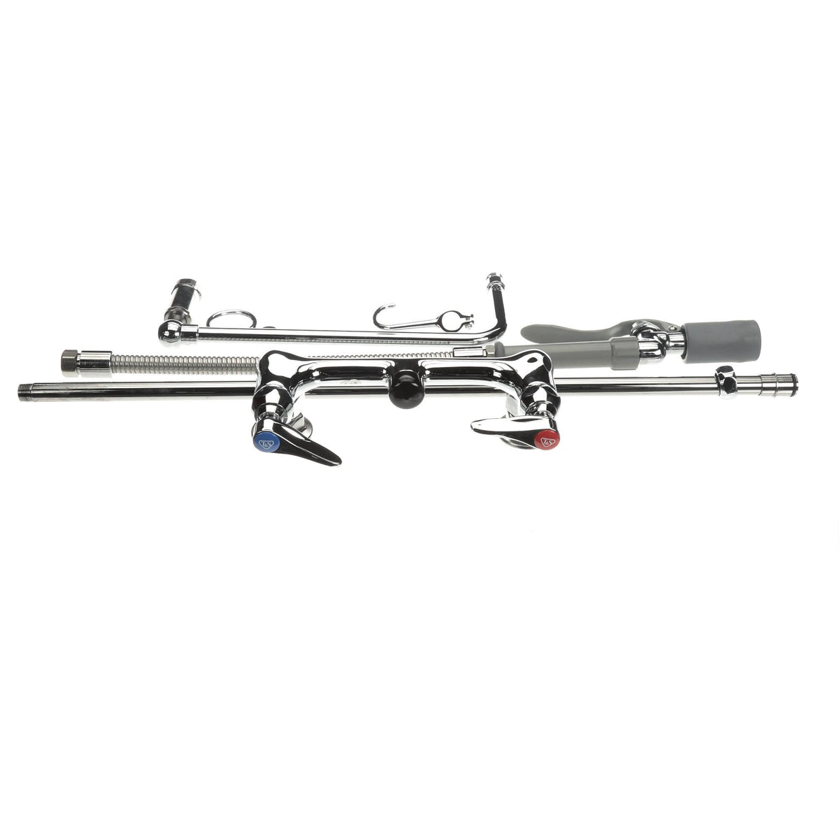 Pre-Rinse Overhead Swivel Arm Wall Mount Base with 8-Inch Centers Low Flow Spray Valve by T&S Brass – not_applicable, Brass, White, Model B-0131-C