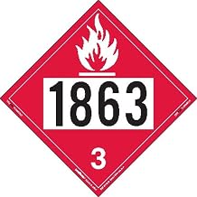 Labelmaster ZEZ21863 UN 1863 Flammable Liquid Hazmat Placard, E-Z Removable Vinyl (Pack of 25)