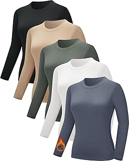3/5 Pack Womens Tops Long Sleeve Thermal Shirts Basic Tees
