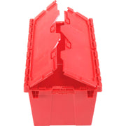 Plastic Attached Lid Shipping & Storage Container by Global Industrial – 25-1/4x16-1/4x13-3/4, 25.25 liters, Plastic, Red, Model 257812RD