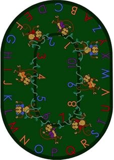 Joy Carpets Monkey Business Rug, Green, 10'9" x 13'2" Oval