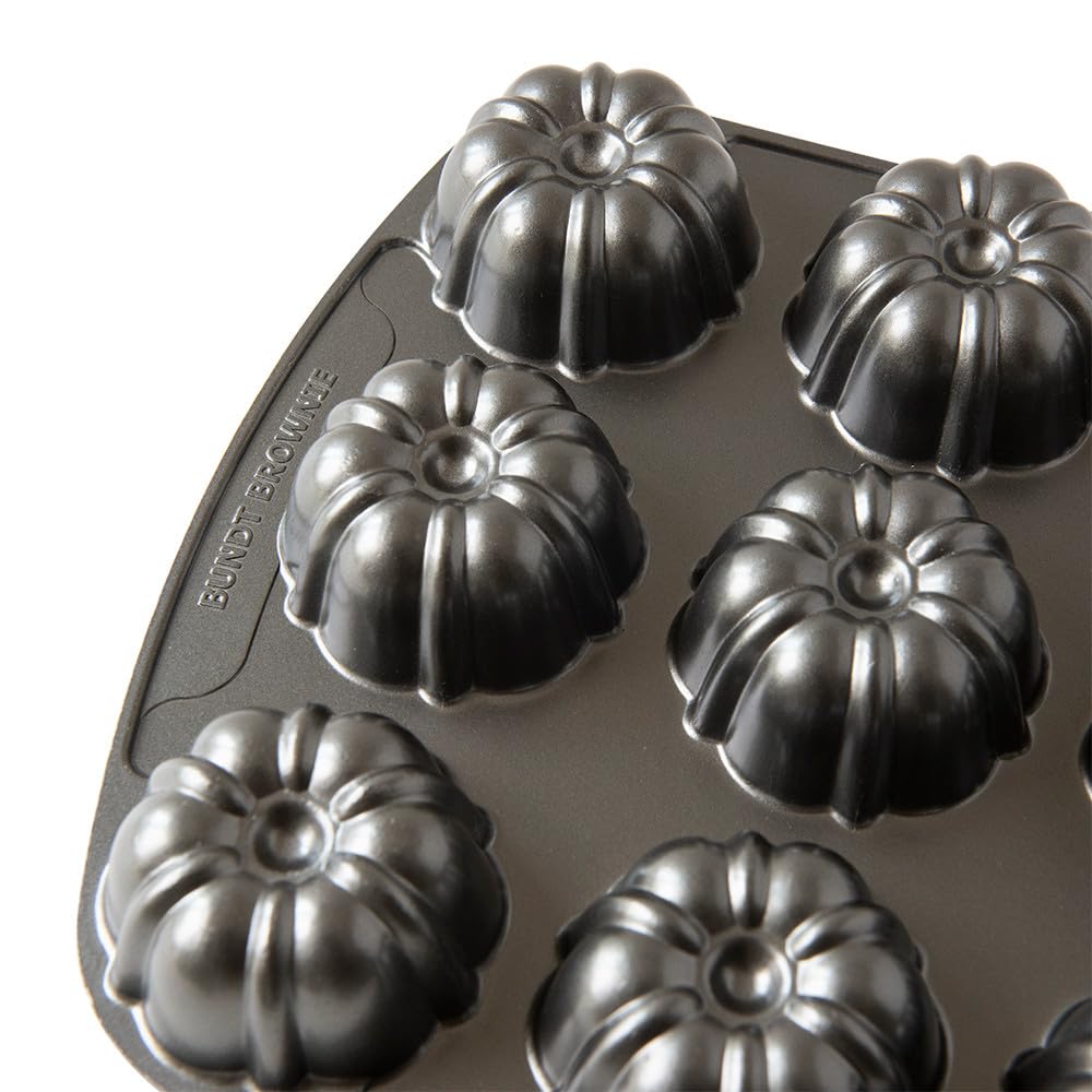 Brownie Bundt Pan by Nordic Ware – 3.75 Cup Capacity, 0.9 liters, Non Stick, Black, Model 52824