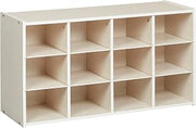 ECR4Kids Streamline 12 Cubby Tray Storage Cabinet, 3x4, Classroom Furniture, White Wash