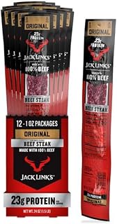 Jack Link's Beef Steak, Original - Protein Snacks, Jerky Meat Snack with 23g of Protein, Made with 100% Beef, Individually Wrapped Bulk Snack Pack, Keto Friendly - 2 Oz. (12 Count)