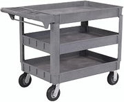 Global Industrial Large Deluxe 3 Shelf Plastic Cart, 6" Pneumatic Casters, 46"L x 25"W x 35"H