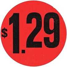 Price Labels $1.29 Labels Red Black Imprint - 1 1/2 Dia 1000 Per Roll