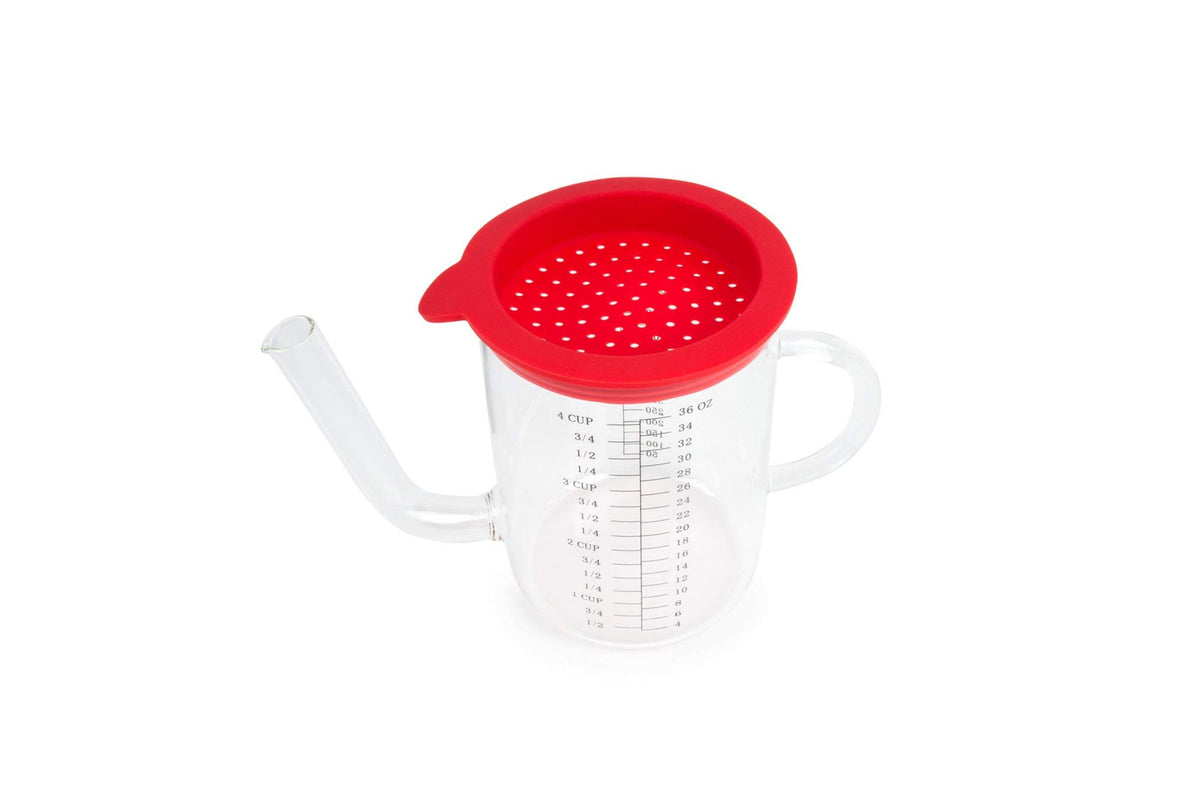 Fox Run Gravy Fat Separator, 4 Cup Glass With Strainer Lid
