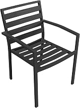 Global Industrial Aluminum Slatted Dining Armchair, Black, 4 Pack