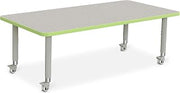 Jonti-Craft Berries 6408JCM130 Rectangle Activity Table - 30" X 60", Mobile - Freckled Gray/Key Lime/Gray