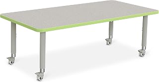 Jonti-Craft Berries 6408JCM130 Rectangle Activity Table - 30" X 60", Mobile - Freckled Gray/Key Lime/Gray