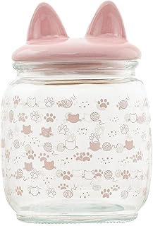 10 Strawberry Street Cat Ears Pet Treat Canister, Pink