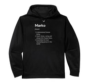 Marko Name Definition Dictionary Performance Hoodie by Marko Birthday Name Definition Funny – Polyester, Black, Model JXGKJP5R4QR