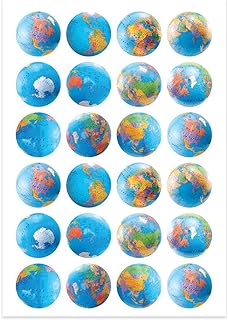 Hygloss Products Globe Stickers - Perfect for Arts, Crafts, Classroom, DIY Projects & Much More - 1” Round Self-Adhesive Stickers - 24 Stickers per Sheet - 3 Sheets