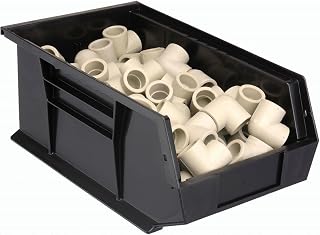 QUANTUM STORAGE SYSTEMS 239609BK Plastic Hang & Stack Bin, Black - 13.62 x 8.5 x 6 in.