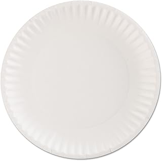 AJM Packaging PP9GRA Paper Plates, Recycled, 9-Inch Plate, 1000/CT, White