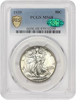1939 American Silver Walking Liberty Half Dollar MS-68 $0.50 PCGS/CAC MS68