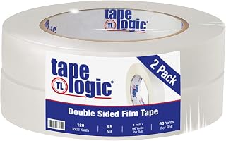 Tape Logic (2 Rolls) 1 Inch x 60 Yards, White Multipurpose Double Sided Film Tape, for Splicing, Crafts, General Purpose Mounting and Office Use