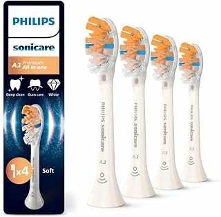 PHILIPS Sonicare A3 Premium All-in-One Original Replacement Brush Heads, White, 4-Pack, HX9094/87