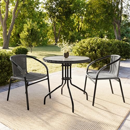 Flash Furniture Clear/Gray / Table + 2 Chair / Contemporary Bistro Sets