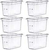 Araven Polycarbonate Food Storage Pan, GN 1/3, 6" Deep, 6 Ct, Clear | 1/3 size food pan with in-mold label for restaurants, hotels, cafés and prep stations.