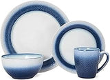 Pfaltzgraff Eclipse Blue 16-Piece Stoneware Dinnerware Set, Service for 4 with Dinner Plates, Salad Plates, Bowls and Mugs, Dishwasher and Microwave Safe