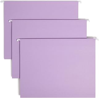 SMEAD Standard Hanging File Folders, 25 Count, Lavender, 1/5-Cut Adjustable Tabs, Letter Size (64064)