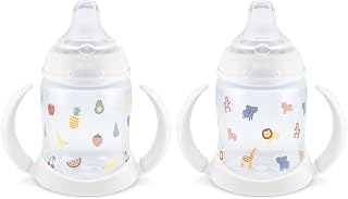 NUK Learner Cup, 6+ Months, Fun Fruits and Animals, Amazon Exclusive Collection, 5 Oz, Pack of 2 – BPA Free, Soft Spout, Spill Proof Sippy Cup
