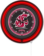 Holland Bar Stool Clk15BKWashSt NCAA 15 in. Dia. Washington State University Double Neon Wall Clock Black