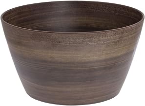 HUBERT Serving Bowl Acacia Faux Wood Melamine Bowl - 12" Dia x 6 1/2" H