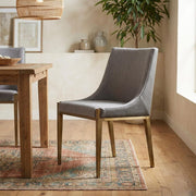 Grey and Brass Dining Chair by Starlight Canyon Home – Fabric, Metal, Grey