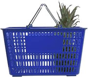 HUBERT Blue Plastic Shopping Basket 30 Liter - 18 3/4"L x 13 3/8"W x 10 3/8"D