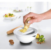 Porcelain Mortar with Grater Suri by GEFU – 14 x 14 x 6.5 cm, Ceramic, White, Model GF35340