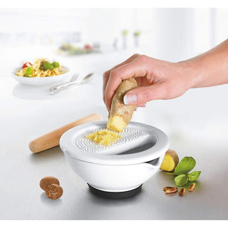 Porcelain Mortar with Grater Suri by GEFU – 14 x 14 x 6.5 cm, Ceramic, White, Model GF35340