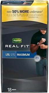 Depend Real Fit for Men Briefs, Large/XL, Pack/18