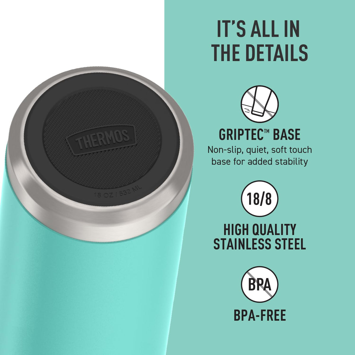 THERMOS 18 Ounces / Seafoam / Straw Thermoses