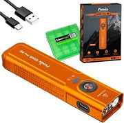 Fenix E06R Pro RG 1600 Lumens 5-in-1 Flat Rechargeable EDC Flashlight with White/Red Light, Mood Light, Spotlight/Floodlight w/EdisonBright Acc case (Orange)