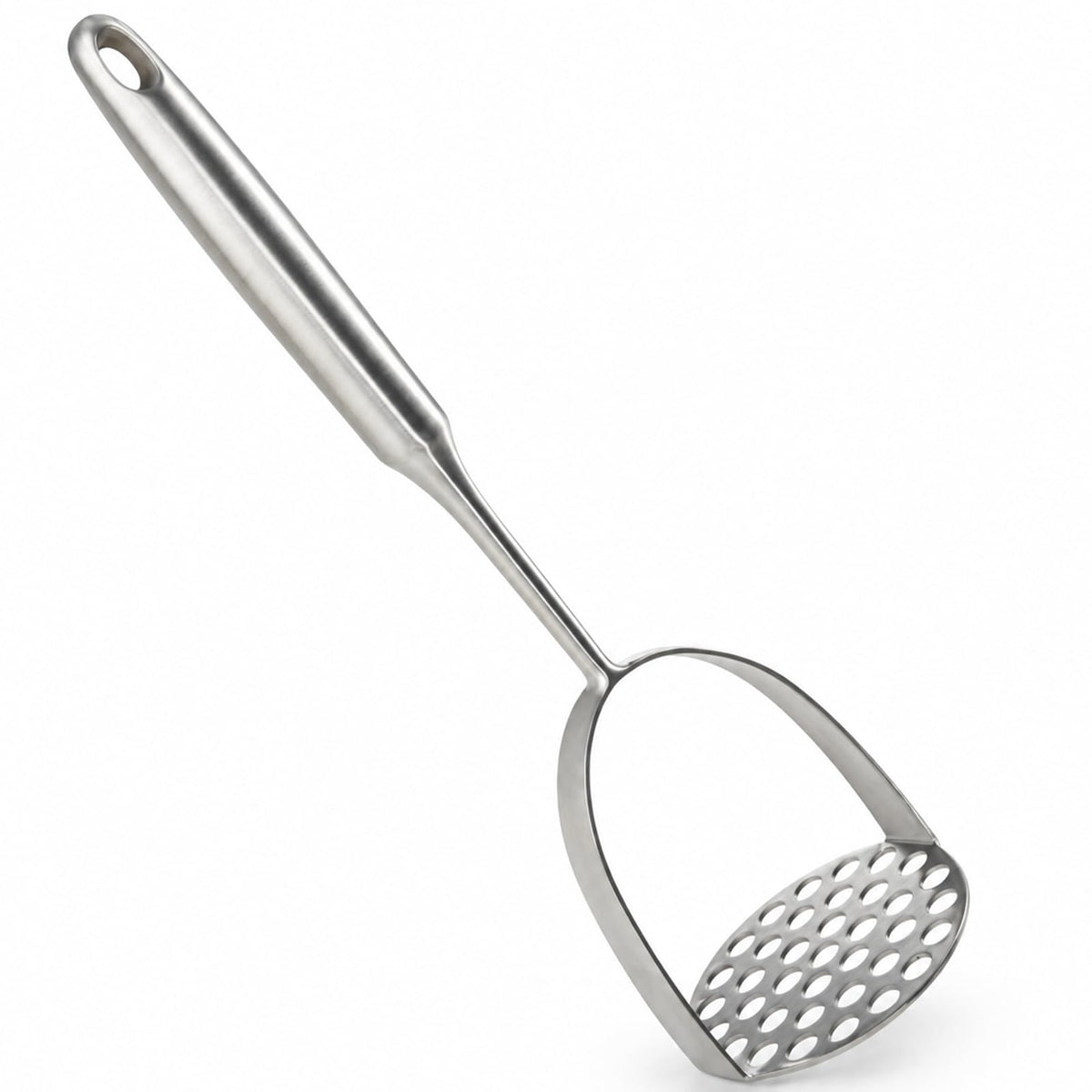 Newness Focus on Stainless Steel Potato Masher, One Piece Design, Silver